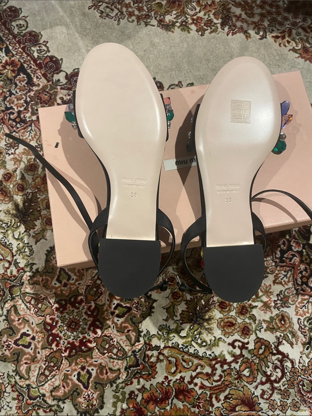 Miu Miu Black Slingback Heels with Multicolor Crystal Embellishments!Final sale! - Picture 4 of 4